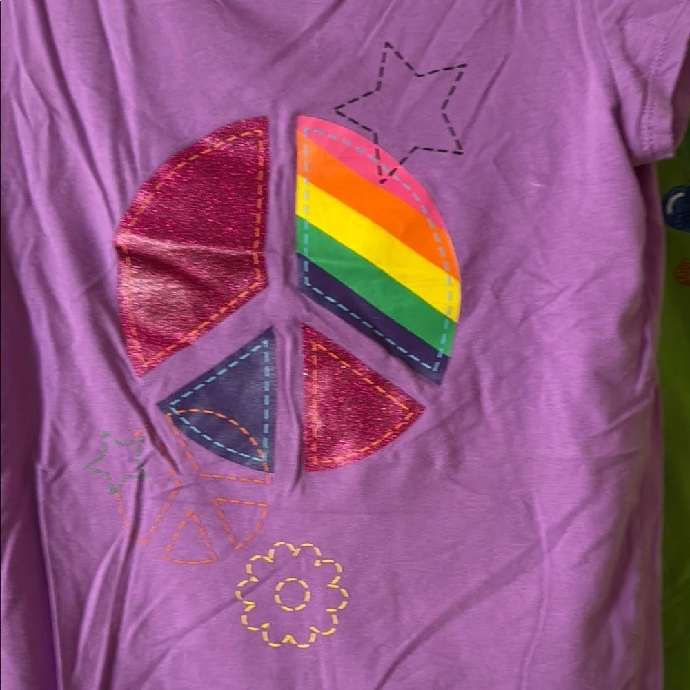 Circo Pink Purple Green and Blue‎ SSTees Vibrant Graphic Design (4) Size 14/16)
